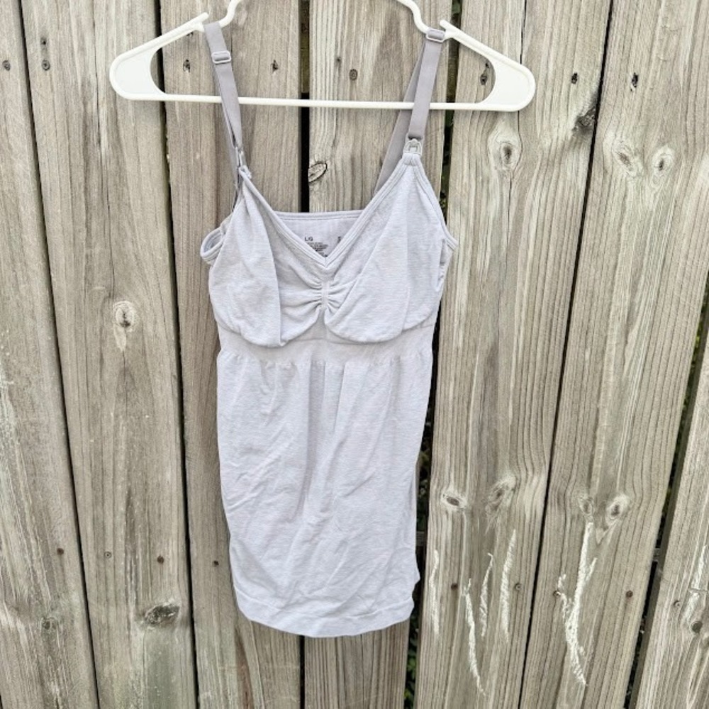 Maternity Nursing Camisole Bravado Basics Large Gray Ribbed Seamless Tank Top